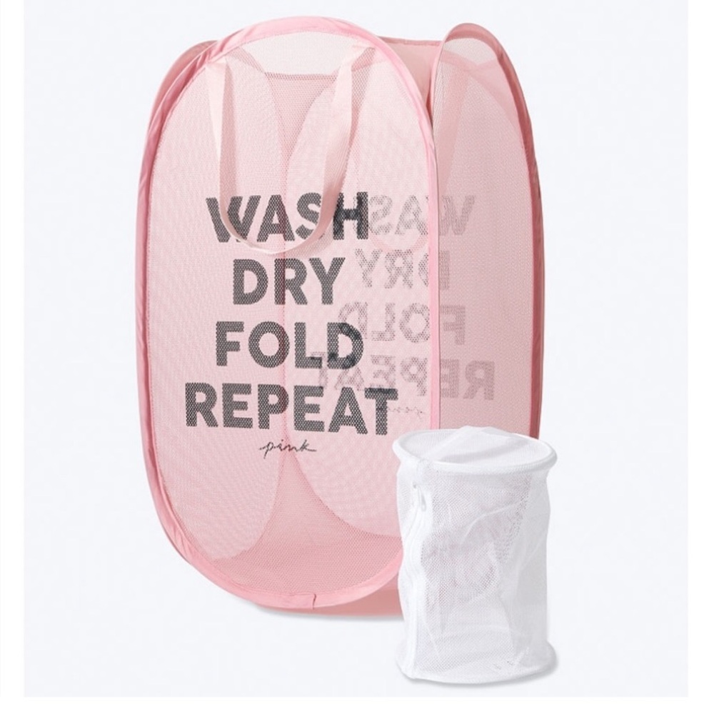 PINK MESH POP-UP LAUNDRY BASKET